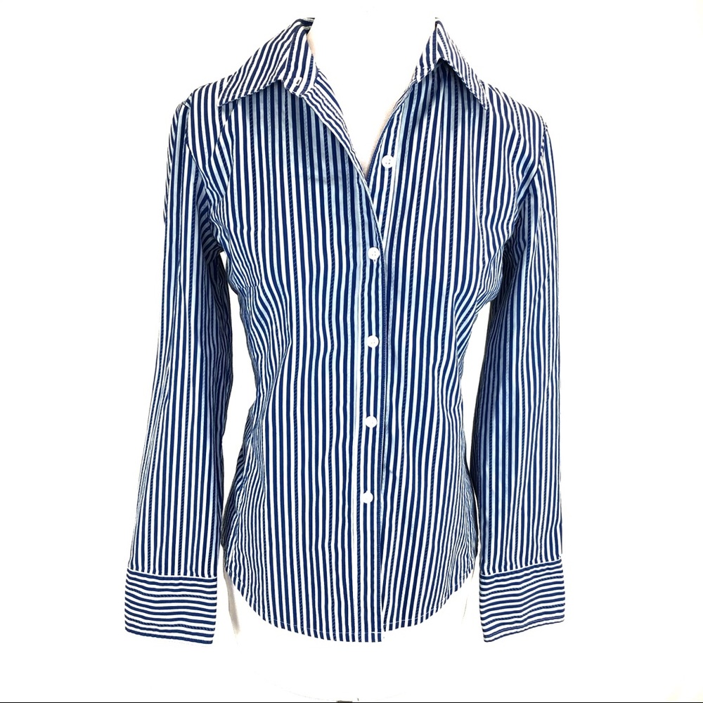 CAbi button down shirt blue stripes - M